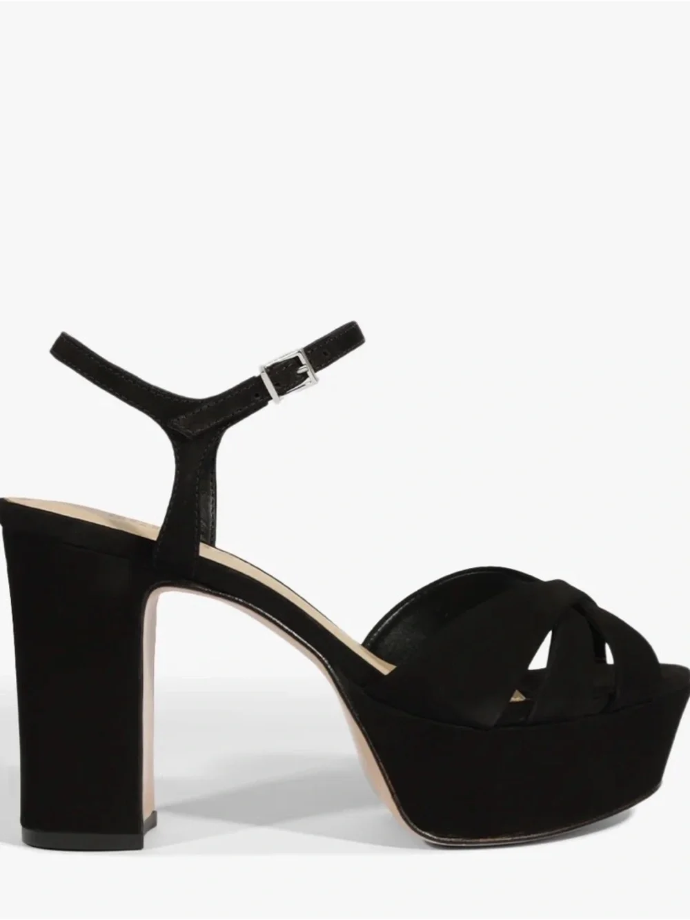 Schutz Keefa Black Platform Ankle-Strap Sandals